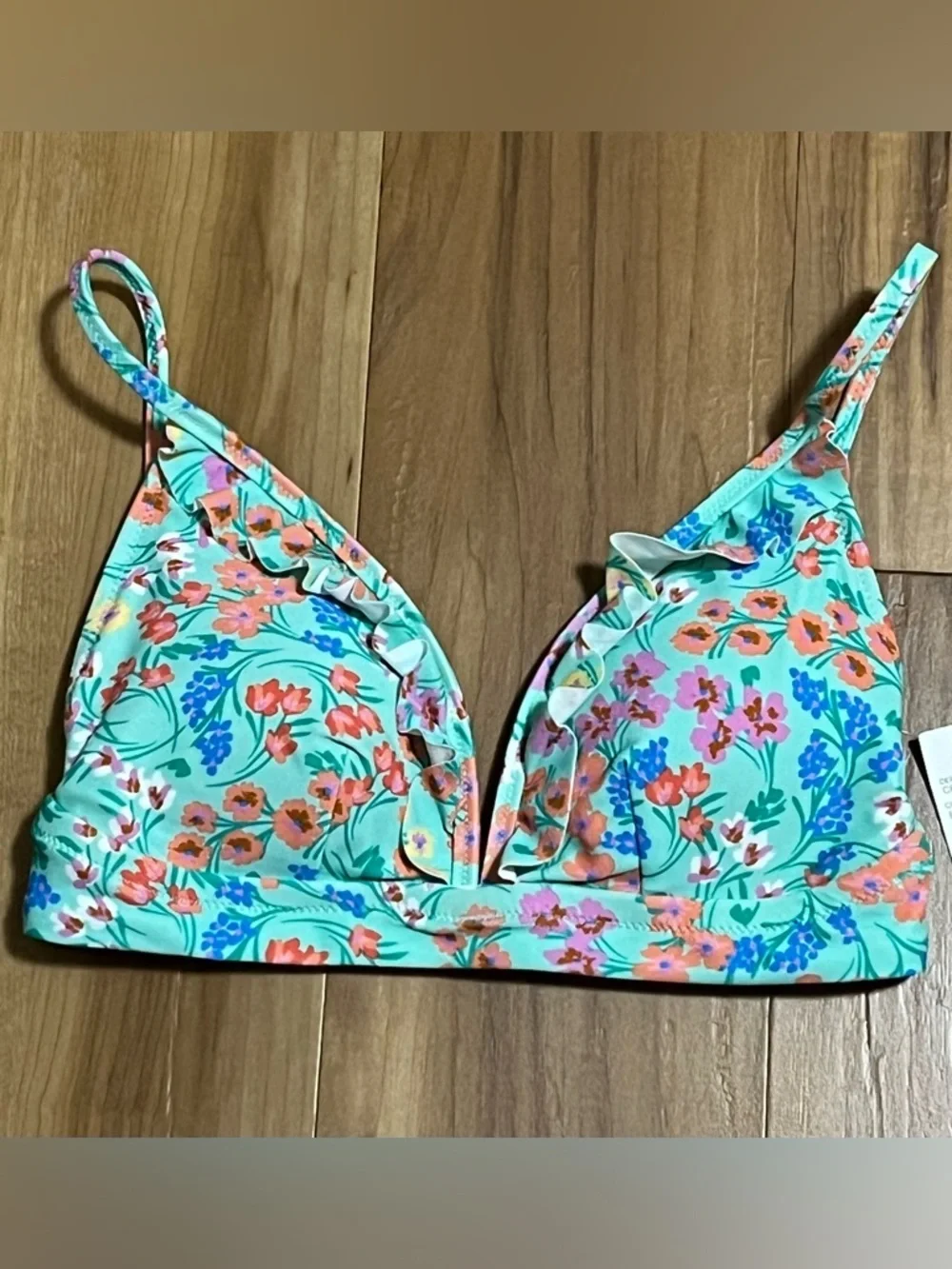 J.Crew Floral Bikini Top Ruffle XXS NWT